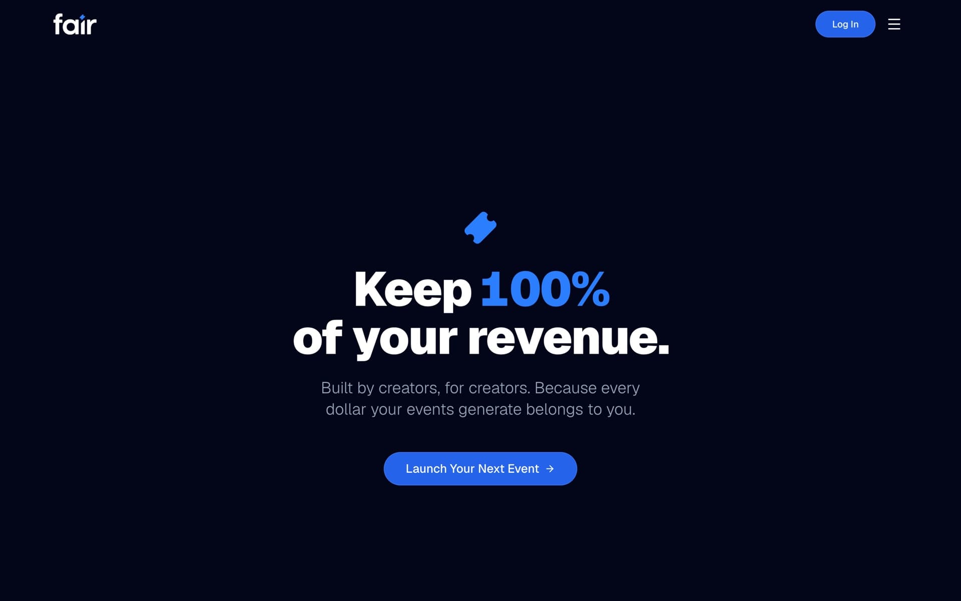 The Fair page for creators: Keep 100% of your revenue.